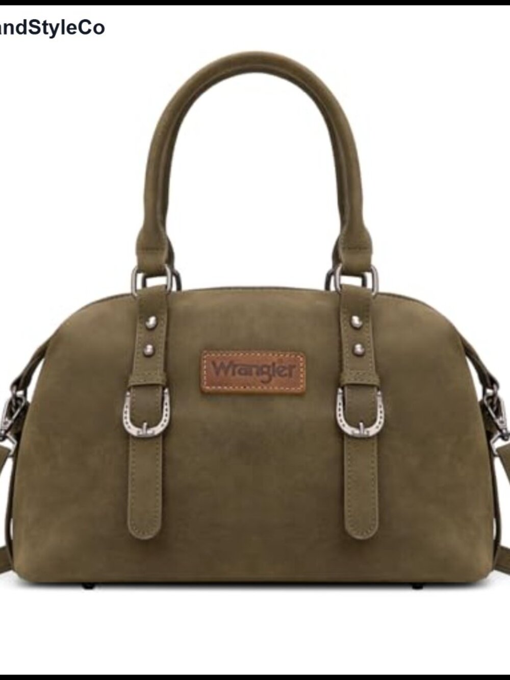 Suede Doctor Bag Satchel Top Handle Shoulder Purse with Horseshoe Buckle